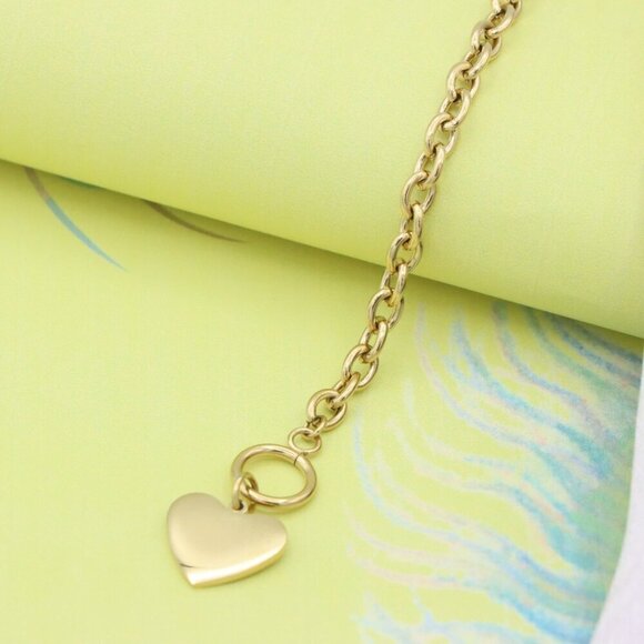 Yellow Gold Plated Heart Charm Bracelet, 18cm Adjustable Chain, XPBL0603 - Picture 7 of 12